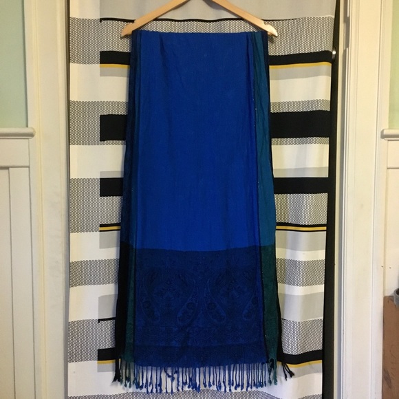 🟠 2/$20 Paisley Pashmina Scarf - Blue Green Black - Picture 3 of 6